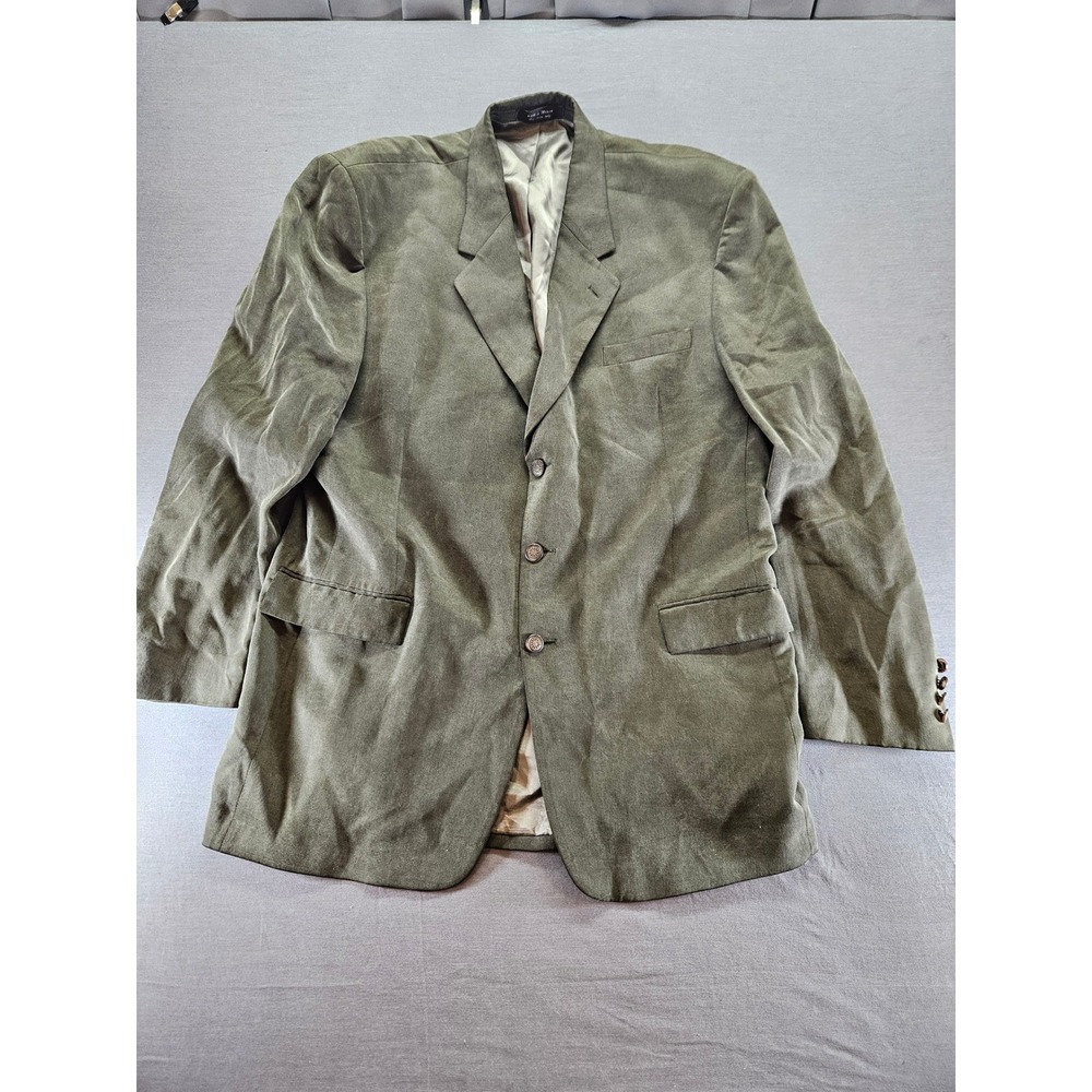 Andrew Fezza New York Mens Olive Green 3 Button Blazer Sport Coat Sz 46-48 XL